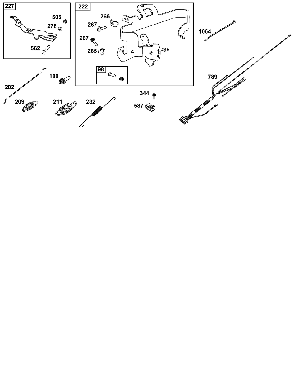 Controls Group Diagram and Parts List for 543777-3224-J1 400000 - 699999 Briggs and Stratton Engine